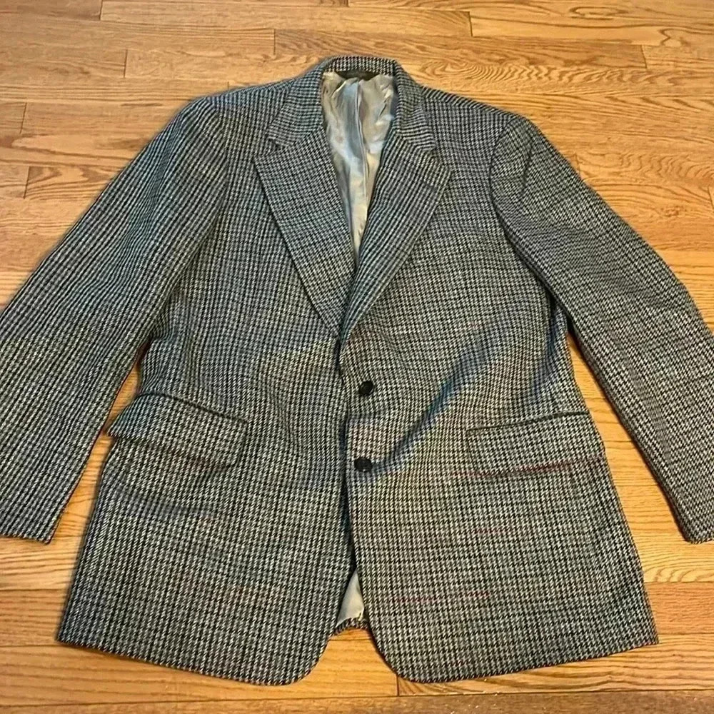 [45Tall]Paul Stuart Tweed Plaid Wool  Blazer Sport Coat